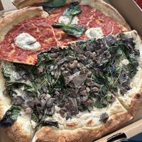 Margarita pizza (top) and truffle cream pizza (below)  at Double Zero in New York City
