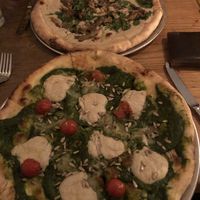 Basil Sunflower Pesto (front) & Truffle Cashew Cream (Back) at Double Zero in New York City