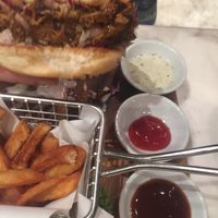 Vegan pulled pork BBQ burger  at Veganerie Concept - Benjasiri Park in Bangkok