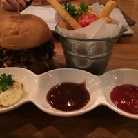 bbq pork and fries!!  at Veganerie Concept - Benjasiri Park in Bangkok