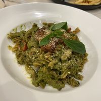 Pesto pasta with chicken nuggets   at Veganerie Concept - Benjasiri Park in Bangkok