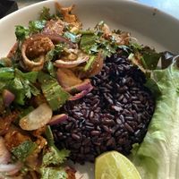 Red rice and actual veggies   at Veganerie Concept - Benjasiri Park in Bangkok