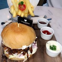 Jackfruit burger  at Veganerie Concept - Benjasiri Park in Bangkok