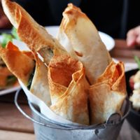 Baked!!! Not fried!!! hallelujah... With creamy spinach at Veganerie Concept - Benjasiri Park in Bangkok