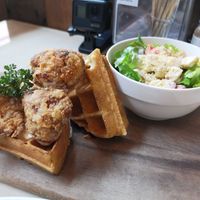 Fried chicken waffles at Veganerie Concept - Benjasiri Park in Bangkok