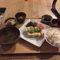 fried tofu set meal (dinner) at Musubi Cafe in Kyoto