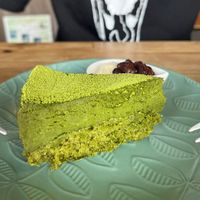 Matcha cake  at Musubi Cafe in Kyoto