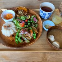 Vegan lunch set  at Musubi Cafe in Kyoto