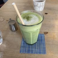 Matcha latte  at Musubi Cafe in Kyoto