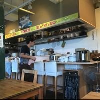 open kitchen! service is very kind :) at Musubi Cafe in Kyoto