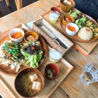 Lunch set (1300yen) at Musubi Cafe in Kyoto