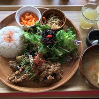 Vegetarian lunch set, 1250 yen. Very tasty! at Musubi Cafe in Kyoto