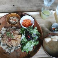 vegan lunch set at Musubi Cafe in Kyoto