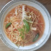 Spaghetti with Local Veggies at Musubi Cafe in Kyoto