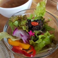 Salad im the vegen dishes at Musubi Cafe in Kyoto