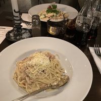 Main dishes (carbonara and alfredo)  at Feca in Stockholm