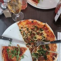 Pizza with homemade vegan Nduja and kale at Feca in Stockholm
