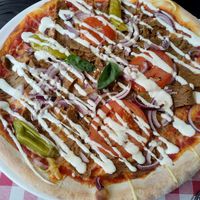 Kebab pizza at Feca in Stockholm