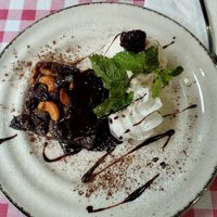Brownie with vanilla ice cream at Feca in Stockholm