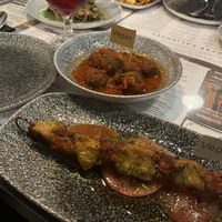 Vegan meatballs and vegan chicken and chorizo skewers - my photo doesn’t do it justice!   at Ambiente Tapas - Fossgate in York