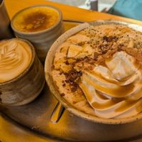 Protein smoothie bowl, coffee, chai latte at Hapi in Napier