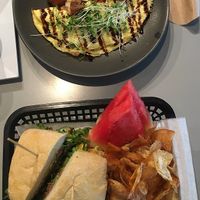 garden sammie with chips and seasonal fruit (bottom plate)   at Local Foods - The Village in Houston