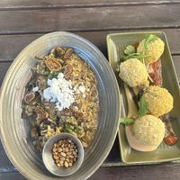 Mushroom risotto and aranchini   at Postmasters in Arrowtown