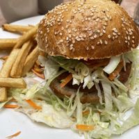 Soy burger. The bun is too tough    at La Zanahoria - Centro in Puebla