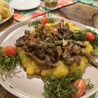 Mushrooms with mashed potatoes and veggies   at Emporio com Arte in Foz Do Iguacu