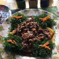 One of the non-vegan made with mushrooms in soy sause instead. Delicious 😍 at Emporio com Arte in Foz Do Iguacu