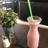 Vegan strawberry smoothie  at The Green Barn in Milpitas