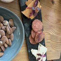 First Course; cashew cheeses and smoked almonds  at Urten in Copenhagen