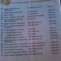 vegetarian menu at Lam Tong Quan in Phan Thiet