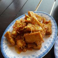 fried lemongrass tofu with chili at Lam Tong Quan in Phan Thiet