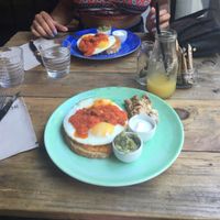 Huevos rancheros with mushrooms instead of chorizo at Bloom in Barcelona