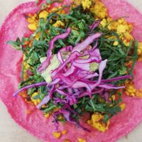 Taco de Macha tofu at La Pitahaya Vegana in Mexico City