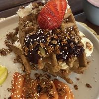 Waffle at La Pitahaya Vegana in Mexico City