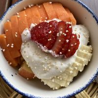 Fruit and yogurt, included with breakfast  at La Pitahaya Vegana in Mexico City