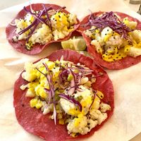 Cauliflower tacos  at La Pitahaya Vegana in Mexico City