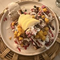 Waffle dessert   at La Pitahaya Vegana in Mexico City