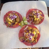 Baja tacos   at La Pitahaya Vegana in Mexico City