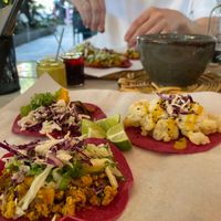 Mixed tacos   at La Pitahaya Vegana in Mexico City