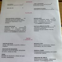 Menú at La Pitahaya Vegana in Mexico City