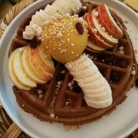 Waffles at La Pitahaya Vegana in Mexico City
