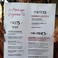 menu as of November 2019 at La Pitahaya Vegana in Mexico City