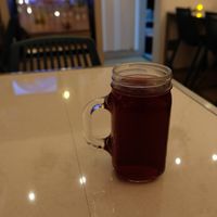 Agua de Jamaica (Hibiscus Water) at La Pitahaya Vegana in Mexico City