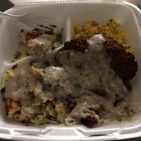 Chickpea fried 'steak', tofu scramble, hash browns, all over gravy at Handy Diner in Denver