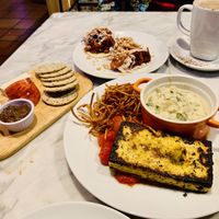Cheese board, tacos and tofu steak at Cafe Van Gogh in South West London
