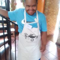 The lovely Tristan, a celebrity in his own right at Cafe Van Gogh in South West London