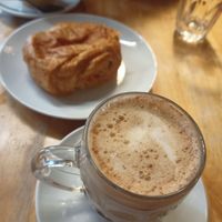 Masala chai with pain au chocolat at Cafe Van Gogh in South West London